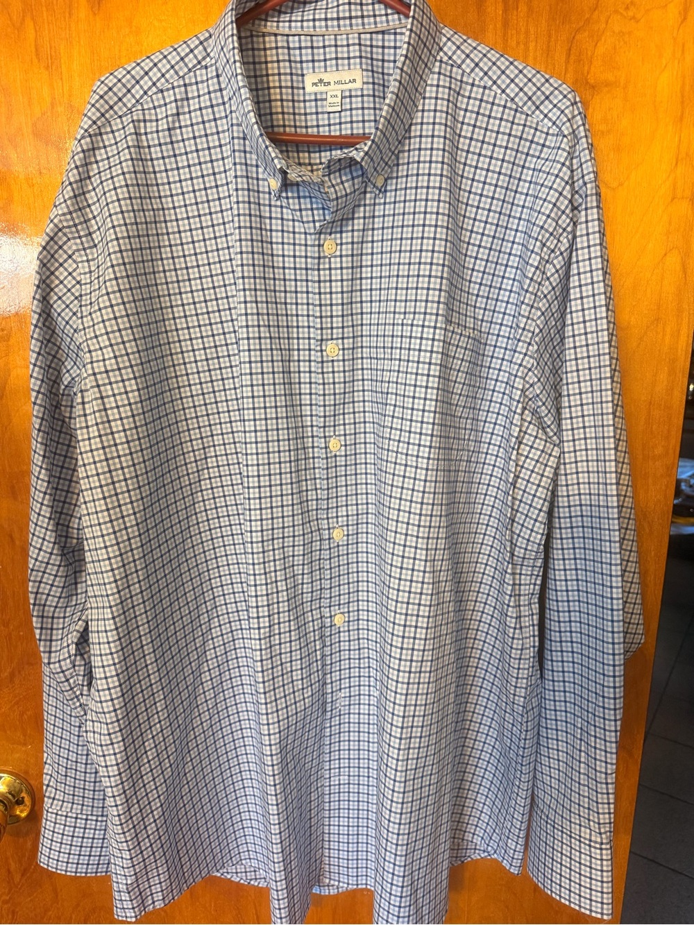 Peter Millar Blue Plaid Men's Button-Down Shirt